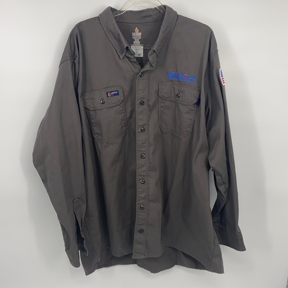 Lapco FR Men's Gray Button-Down Shirt size 3XL Front Pockets Flame Resistant - Picture 2 of 9